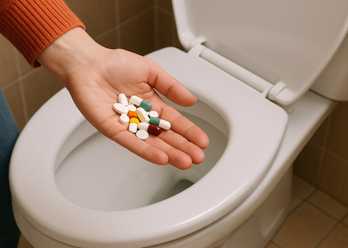 pills and toilet