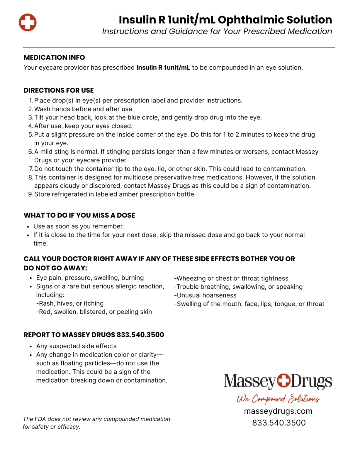 Insulin Eye Drops (Insulin Ophthalmic Solution) | Massey Drugs