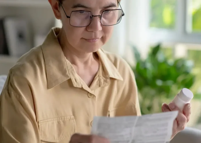 Woman reading instructions